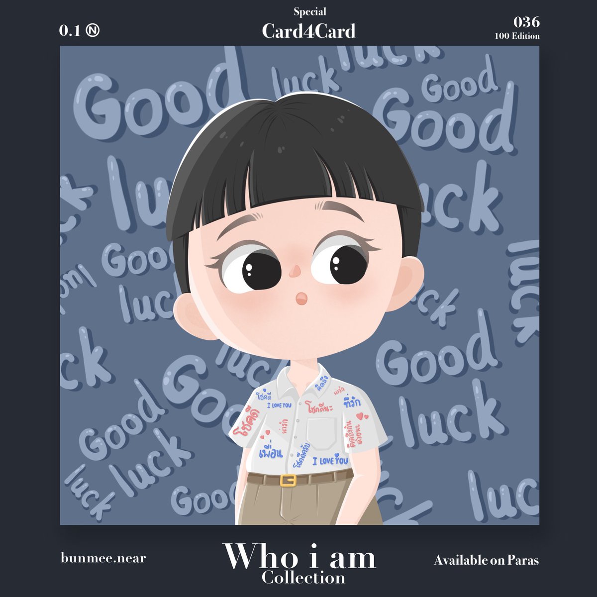 zephys (@zephys_nft) on Twitter photo Special for #card4card events
“Who i am”
036
Price : 0.1 #NEAR 
100 copies only
Paras : paras.id/token/x.paras.…
<a href="/ParasHQ/">Paras 🟩🟧</a> <a href="/NEARProtocol/">NEAR Protocol</a> 
#NFTdrops #NFTCommunity #NFTs #NFTTHAILAND #NFTartists #NFTcollections #PARASnft #nearNFTs Special for #card4card events
“Who i am”
036
Price : 0.1 #NEAR 
100 copies only
Paras : paras.id/token/x.paras.…
<a href="/ParasHQ/">Paras 🟩🟧</a> <a href="/NEARProtocol/">NEAR Protocol</a> 
#NFTdrops #NFTCommunity #NFTs #NFTTHAILAND #NFTartists #NFTcollections #PARASnft #nearNFTs