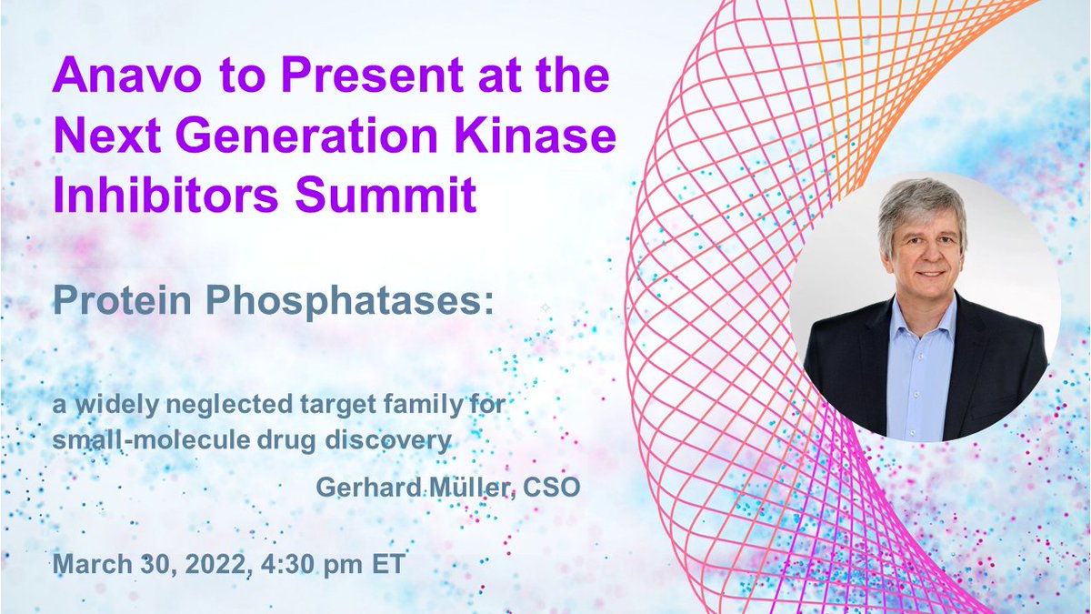 Gerhard Müller, our CSO, is presenting at the Next Generation Kinase Inhibitors Summit on March 30. Catch his presentation at 4:30 p.m. ET to hear about how Anavo is developing approaches towards #phosphatase modulators for #drugdevelopment. bit.ly/37Xhf1w