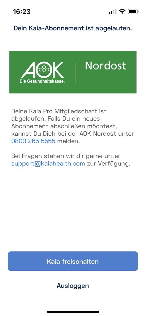 SebastianSoethe's tweet photo. @AOK_Nordost @KaiaHealth Vielen Dank @AOK_Nordost für die Informationen. Liebes @KaiaHealth Team, bitte überarbeitet dann doch diesen Screen in der App: https://t.co/Bomrr6n6rM