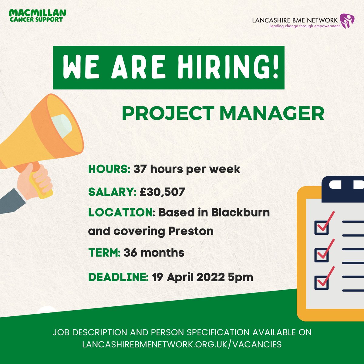 Inclusive_North's tweet photo. We are really excited to be recruiting a Project Manager to join our dynamic & friendly team.
We are looking to recruit someone to develop and deliver our MPACE project in collaboration with Macmillan Cancer Support.
To find out more and to apply: https://t.co/pmNj4a9qVj https://t.co/vtJdxsZqsZ