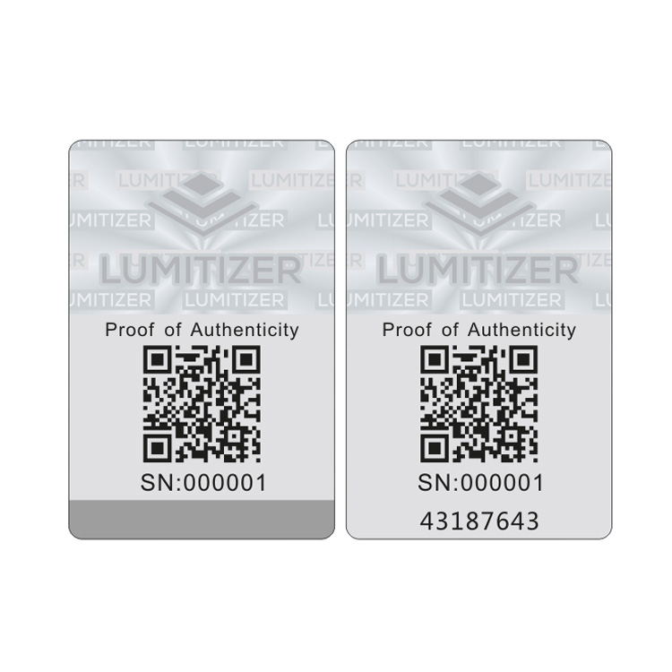 QR code sticker
Silver color
With sratch coating to hire serial number