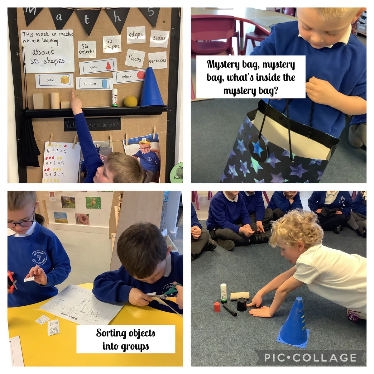 IPMATAshGrove's tweet photo. This week in maths the children in Reception are learning about 3D shapes. They really enjoyed todayβs mystery bag game and they are excited for their shape hunt on Friday!
#EYFSmathematics
#APGAmaths
@WhiteRoseMaths https://t.co/DglQt1hHHO