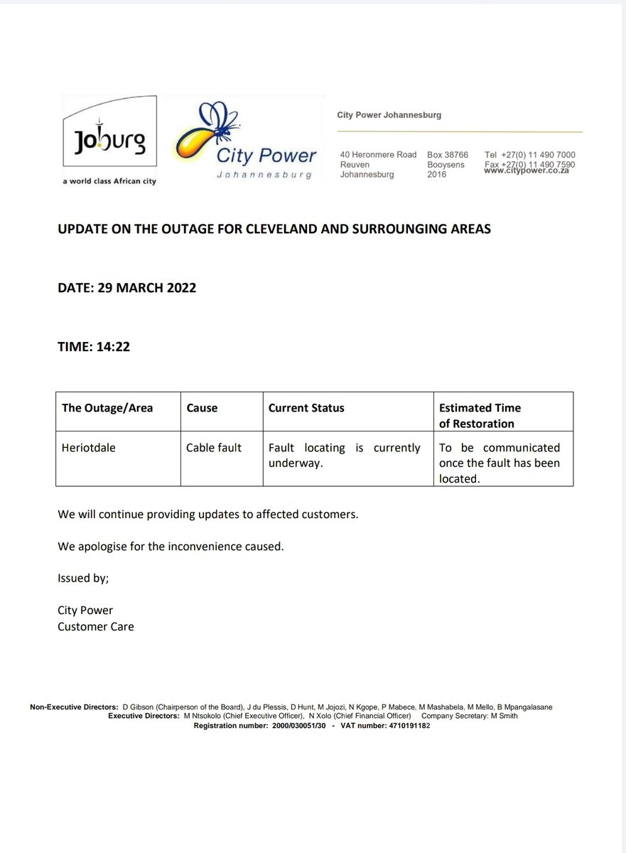 CityPowerJhb's tweet photo. #ClevelandOutage
Operators are running faults. ^MM https://t.co/Ccr13Xe0BK