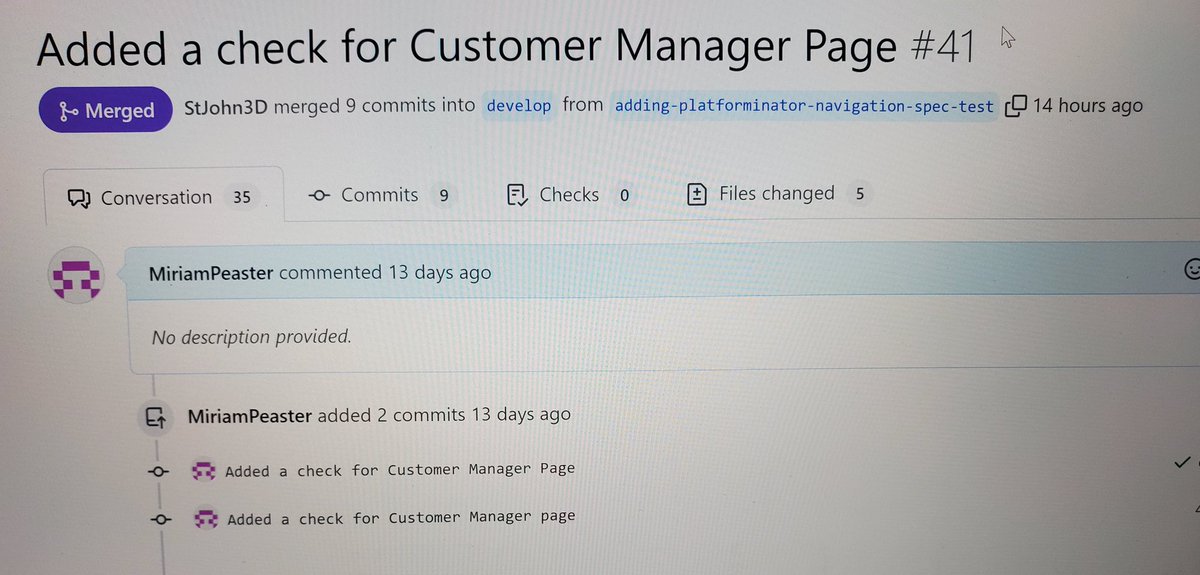 MiriamPeaster's tweet photo. When your first test gets officially merged at work. 😄 https://t.co/wqrs51qRTV