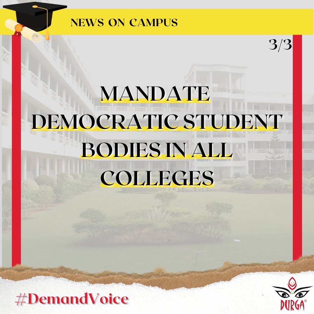 DurgaIndia1's tweet photo. Watch out for #TuesdayTrivia We r introducing special segment News on Campus to share incidents of violence & harassment on campus. The idea is 2 understand the need of a democratic student body & how it will create safer gender equitable spaces for all
#DemandVoice @Pvaradarajan https://t.co/HUvrhjUCmk