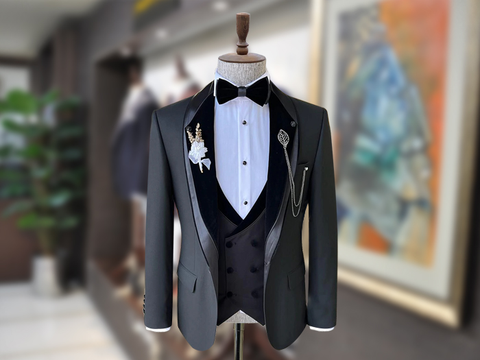 11 Piece Set of Luxurious Satin Deluxe Black Tuxedo Coat Buttons Ships Free 