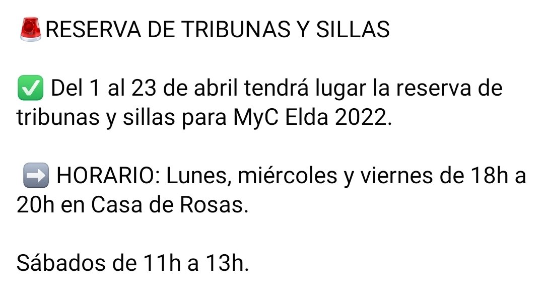 MorosdeElda's tweet photo. RESERVA DE TRIBUNAS Y SILLAS 2022

#Morosycristianos #elda #MyCelda2022 https://t.co/8SL8NW7Emr