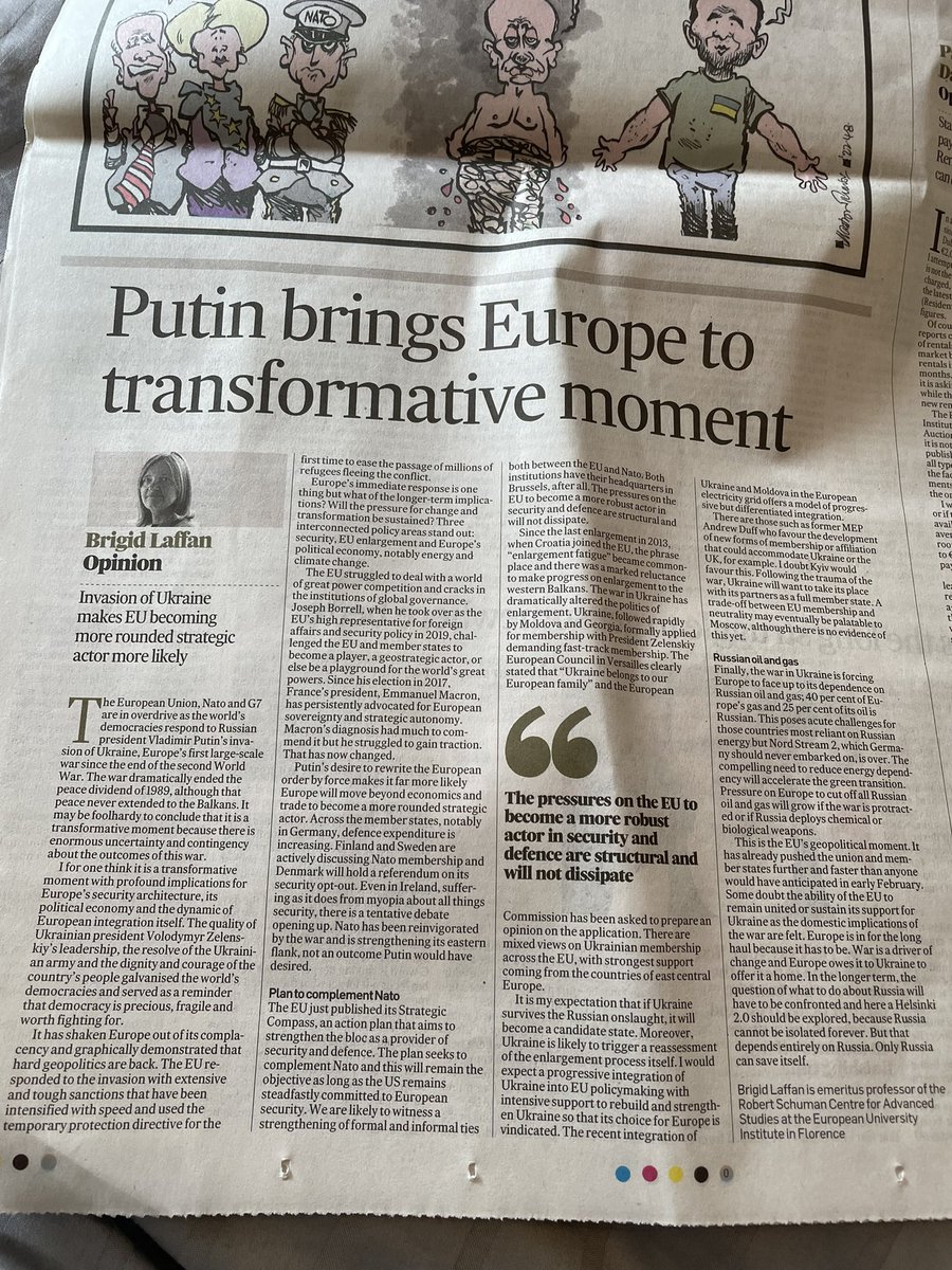 My analysis of a transformative moment for Europe <a href="/IrishTimes/">The Irish Times</a> we can’t predict the future but the 24th of February will alter  Europe’s security architecture, enlargement and the green transition