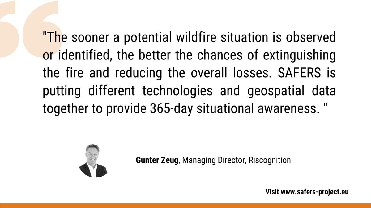 SAFERS_H2020's tweet image. #Testimonials
Read what M. Gunter Zeug, Managing Director at #Riscognition and one of SAFERS project members, thinks about the outcomes of our project 👇
🔗Further information on SAFERS: safers-project.eu