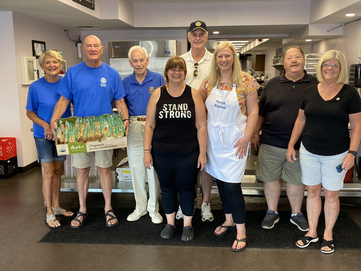 CovKYRotary's tweet photo. 100 weeks! Your Covington Rotary club started providing sandwiches and water for Parish Kitchen diners at the beginning of the pandemic, and we’re still going strong! More than 15,000 sandwiches and countless bottles of water! We call that #servicesboveself https://t.co/1Pa2UmSH8b