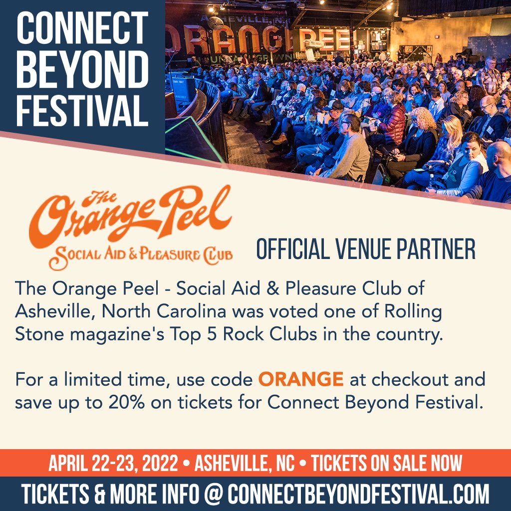 Connect Beyond Festival (@connectbeyond_) on Twitter photo We are proud to once again partner with <a href="/ThePeel/">The Orange Peel</a> aka The Orange Peel as an Official Venue Partner for our 2022 event! Get your tickets while you can for our April 22-23 event at ConnectBeyondFestival.com or via LINK IN BIO. We are proud to once again partner with <a href="/ThePeel/">The Orange Peel</a> aka The Orange Peel as an Official Venue Partner for our 2022 event! Get your tickets while you can for our April 22-23 event at ConnectBeyondFestival.com or via LINK IN BIO.