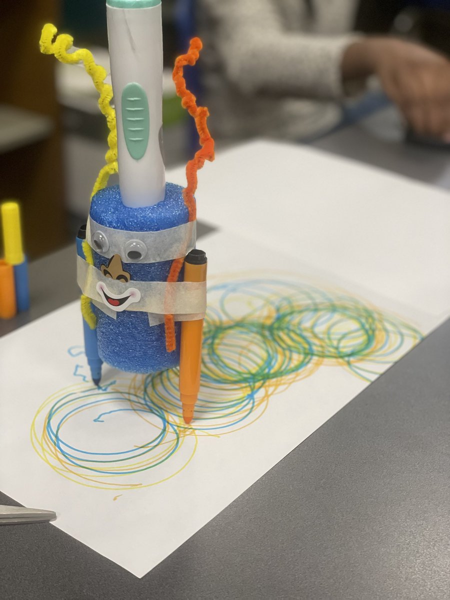 Engineers in our BAS Robotics Club built their own Monster Scribble Bots! Utilizing pool noodles &amp; a motor they crafted a bot that was able to draw and create some awesome doodles! #LookForTheAwesome #VS24