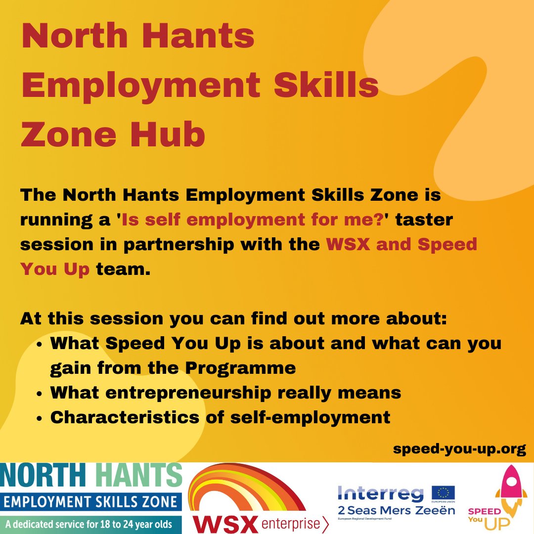 EszNorthHants's tweet photo. Are you aged 18 to 24 and not in employment? Have you ever wondered about being your own boss?

Come along to IncuHive, Basingstoke on 6 April, from 12 to 2pm, to find out if self-employment is for you.

You can register here https://t.co/cO7lxxj0yF or pop along on the day. https://t.co/15AiUKJvhg