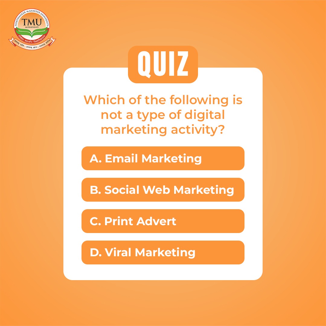 Here's a fun quiz for you! Which of the following do you think does not belong with the others?

#tmu #digitalmarketing #universitycourses #marketing #marketingquiz #teerthankermahaveeruniversity #tmumbd