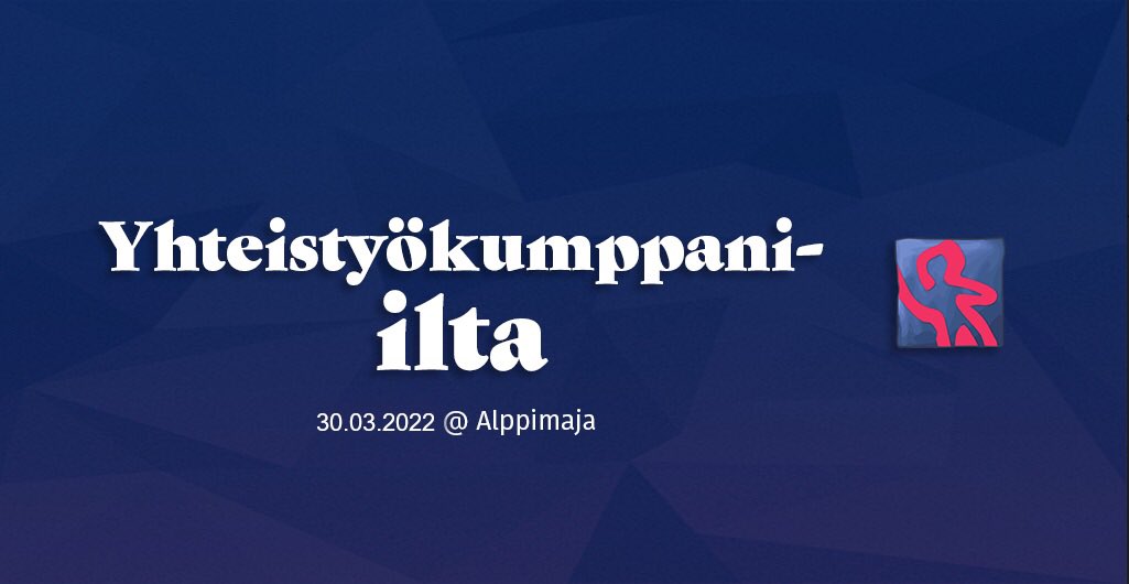 blanko_ry's tweet photo. Mitä: Yhteistyökumppani-ilta!
Missä: Alppimaja, Tirolintie 7, 90530 Oulu
Milloin: 30.3. 18:00 ->
Mitä maksaa: ei mitään!
Miten mukaan: ilmoittaudu osoitteessa https://t.co/INhlpju8NZ
Miksi: Koska töitä ja verkostoja ja jee! https://t.co/J7H9sCUQIK