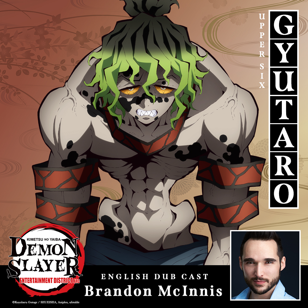 DemonSlayerUSA's tweet photo. #NEWS Introducing the English voice of Gyutaro (Upper Six) in Demon Slayer: Kimetsu no Yaiba Entertainment District Arc - Brandon McInnis (@BranMci)! ✨ https://t.co/QoYR3dQYOO
