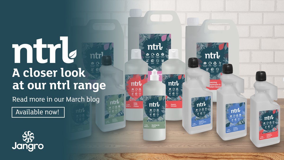 JangroLtd's tweet photo. Renewable, sustainable and environmentally safe cleaning products have arrived! Our ntrl range products are the next generation of cleaning products with the environment in mind.
#jangro #ntrlrange #cleanwithjangro
For a closer look at our ntrl range -https://t.co/j8eNlwFduY https://t.co/X2n8ajCGJq