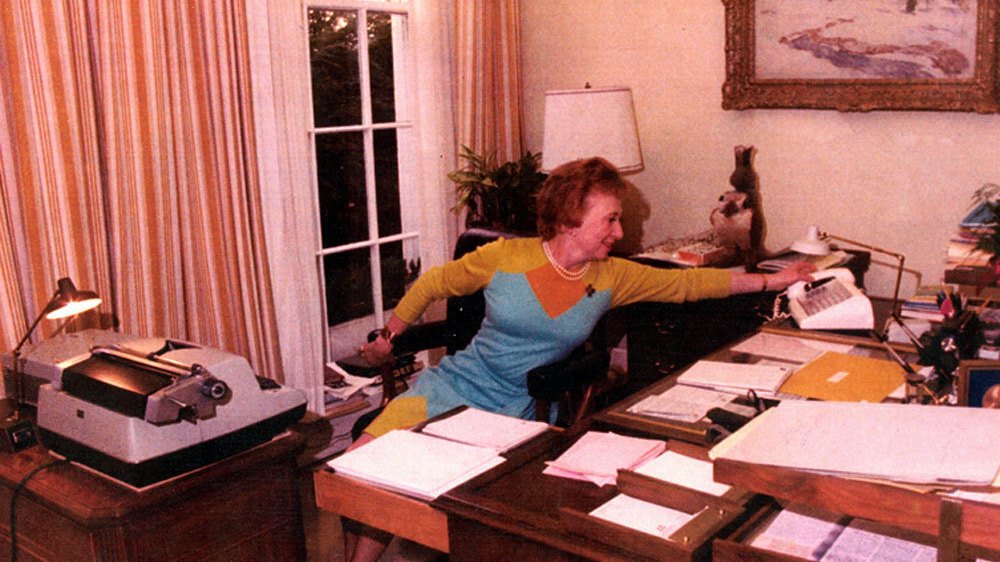 Shot of Rose Mary Woods preparing Trump's January 6 phone logs