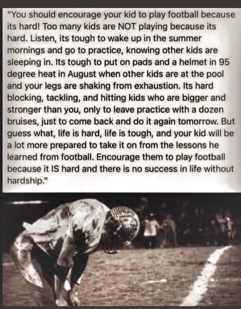 Great statement about the difference football can make in the life of a high school student. Life is going to get hard for everyone at some point, how will you handle it. 
#GreeneDevilStandard #1%