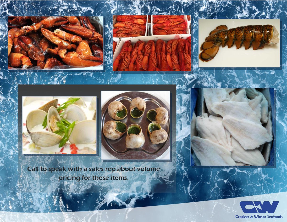 WinsorBayFish's tweet photo. Level-up your lobster 🦞 with this weeks featured items! 

- Whole Cooked Lobster, Tails and Scored claws
- Catfish
- Lake Smelts
- Baby Clams (volume pricing avail.)
- Escargot (retail/volume pricing avail.)
- Breaded Oysters &amp; Scallops

Give us a call to speak with a sales rep! https://t.co/i5HmEVrs2C