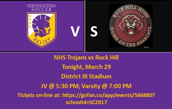 Come support your Trojans as they take on Rock Hill Tonight!!
<a href="/NHSTrojans/">NHS Athletics</a> <a href="/NHS_Trojans/">Northwestern HS</a>