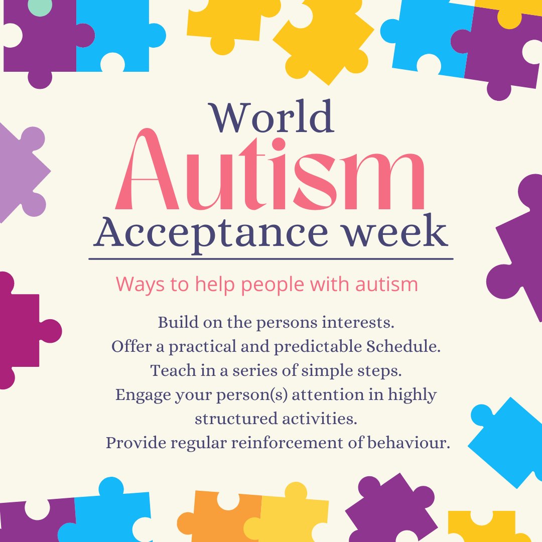 AWFCharity's tweet photo. From the 28th March to the 3rd of April, it is World Autism Acceptance week. Here are a few things you could do that could benefit the life of someone who lives with autism.
#ASD #Aboutwithfriends20 #Charity https://t.co/y1EdOIbfMh