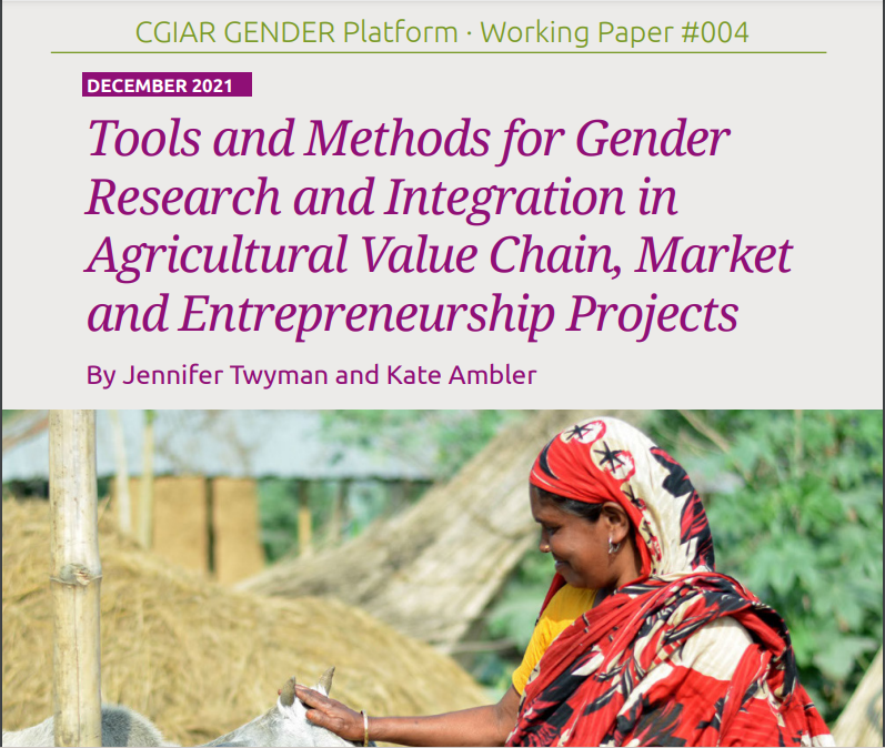 Have you read the latest edition in our series of working papers? 
The working paper 004 reviews tools for analyzing and/or addressing gender research and integration in agricultural value chain, market and entrepreneurship projects
👉  bit.ly/3uxnotd #GenderinAg <a href="/CGIAR/">CGIAR</a>