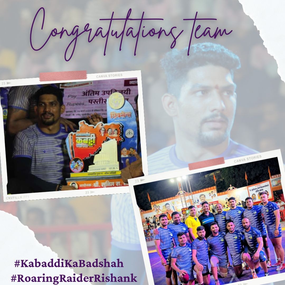 TeamRishank's tweet photo. Congratulations Team on coming Runners-up 🏆
Your hard work has paid off and you deserve this Success 😊❤️ More power to the team💪

@RishankDevadiga 

#RishankDevadiga #RRR #RoaringRaiderRishank #Kabaddi https://t.co/l0jAurpHWd