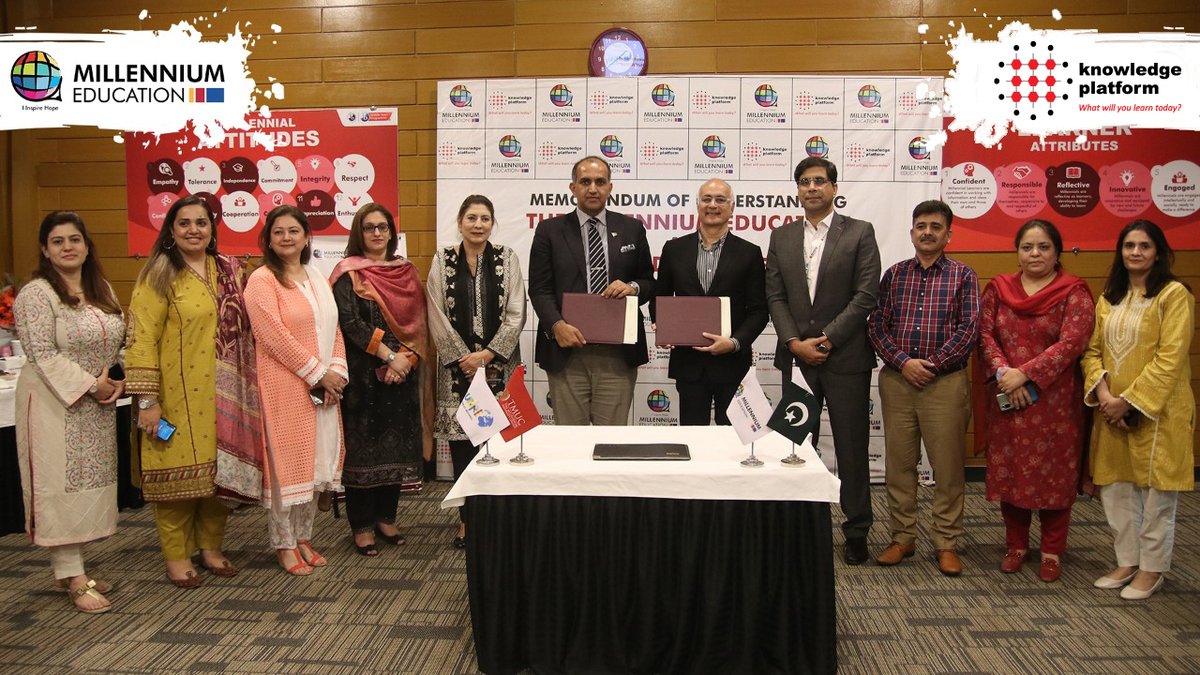 KPLearning's tweet photo. Knowledge Platform and The Millennium Education Pakistan have joined hands by singing a landmark educational deal-The Digital Learning Solution Agreement with the aim  to promote blended learning and digital education across the Roots Millennium and Future World Schools. https://t.co/jzfMFdsGOS