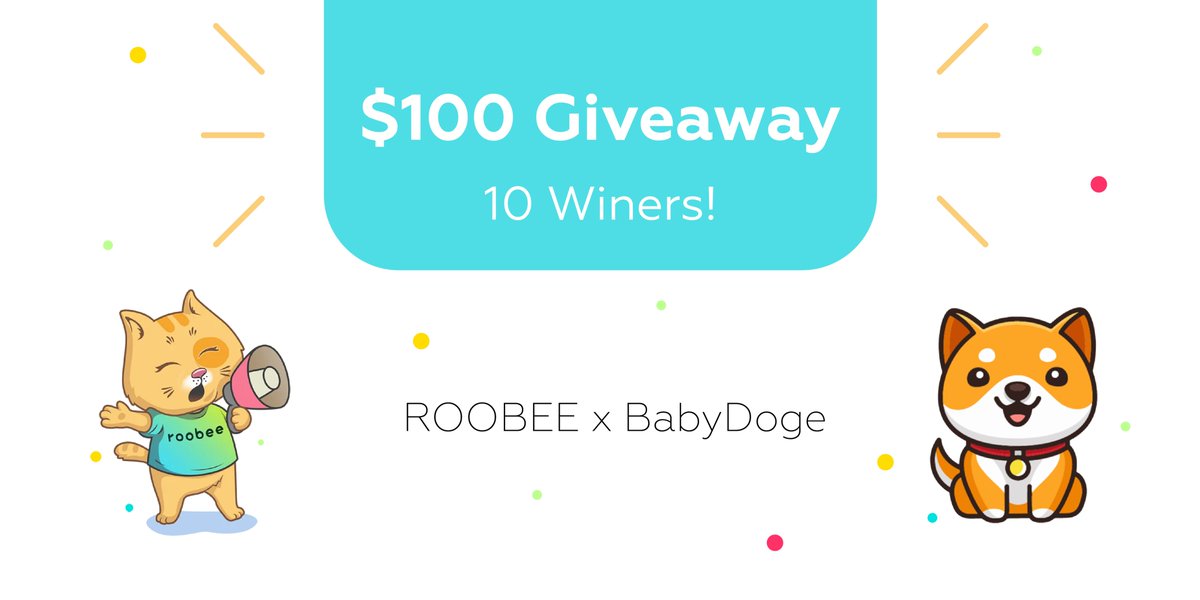 Roobee_invest's tweet photo. 🎉 $100 $ROOBEE $Babydoge #GIVEAWAY 🎉

Let's celebrate the listing of $Babydoge on https://t.co/xYfkEbigkD 🔥

To join:
✅Follow @Roobee_invest &amp; @babydoge
🔁Retweet 
📝Leave your BEP20 address in the replies

10 winners will get $10 in $ROOBEE and $Babydoge each! 🎁
#BSC https://t.co/7NCJdGNNK8