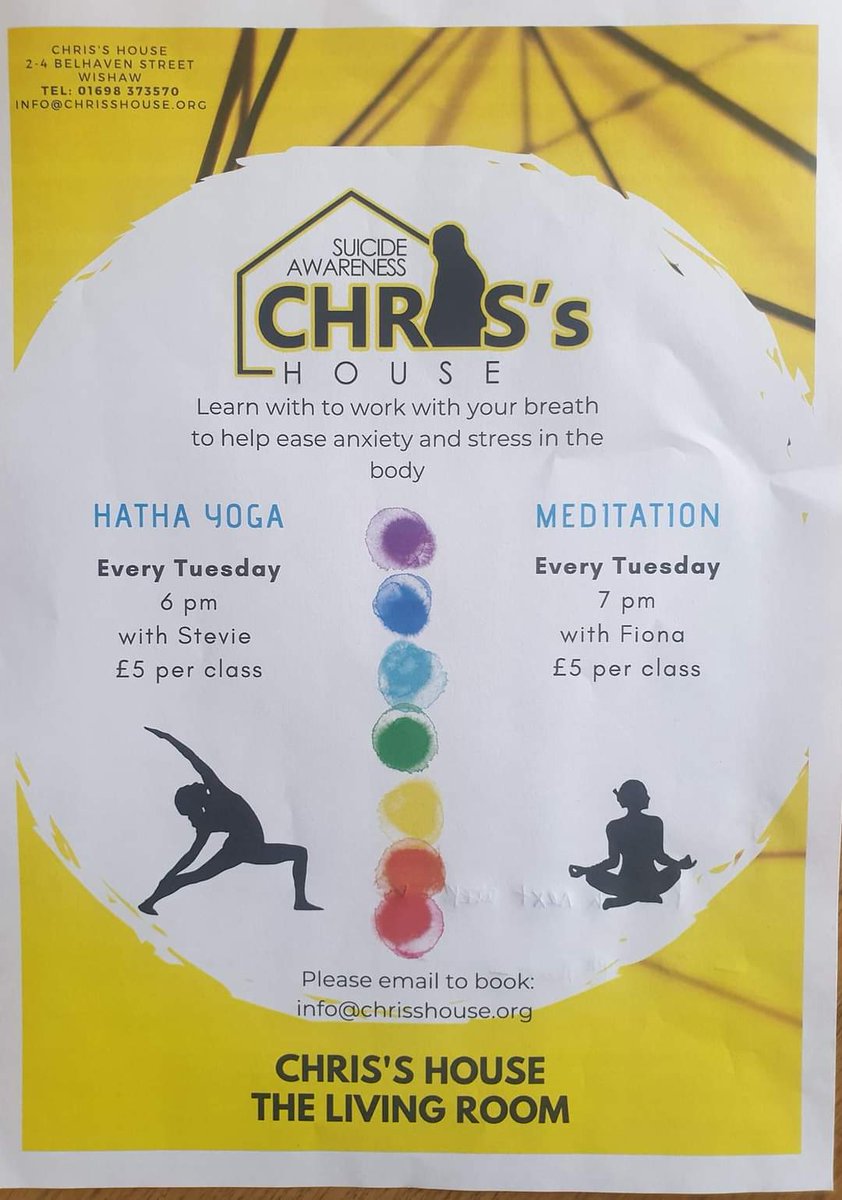 We are excited to be offering these 2 classes tonight in Chris's House. Hatha Yoga with the fabulous Stevie starts at 6pm then Meditation with Fiona at 7pm. You can choose to attend both classes or just the one, please bring a bottle of water to keep you hydrated.💛🖤