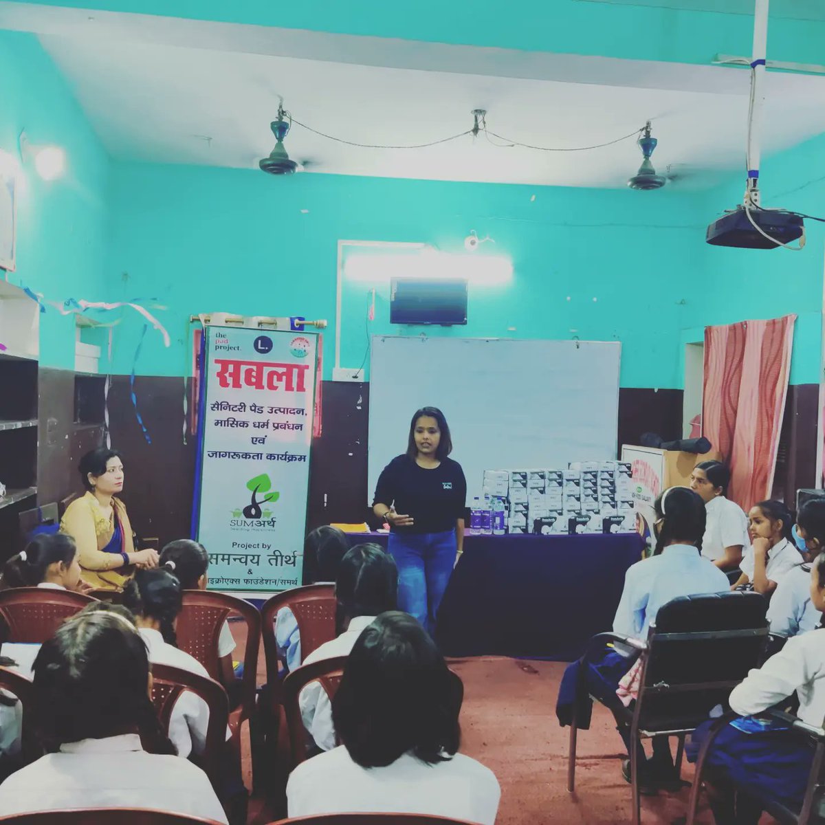 Sabla2020's tweet photo. 2nd session on MHM for adolescent girls.They were also given biodegradable sanitary napkins post the session.#sumarth #SABLA 
#thepadproject #periods🩸
#humnahichupayenge @smritiirani @narendramodi @PMOIndia https://t.co/p5Zrpc8lge