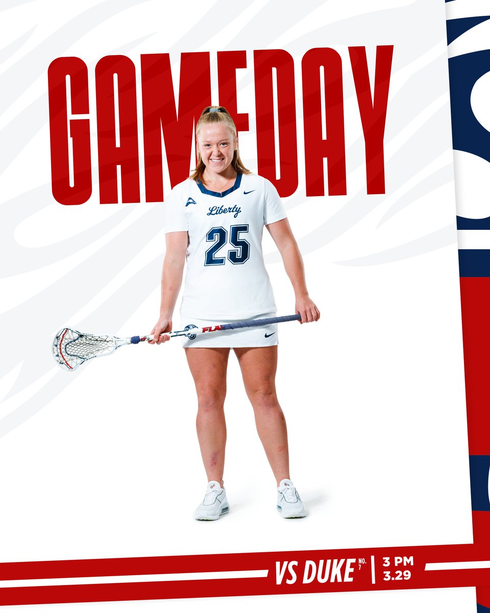Showdown against a Top 10 opponent here in Lynchburg this afternoon!

🥍 Liberty vs. No. 7 Duke 
🕒 3 p.m. 
📍 Liberty Lacrosse Field 

#Team10 #RiseWithUs #ASUNWLAX