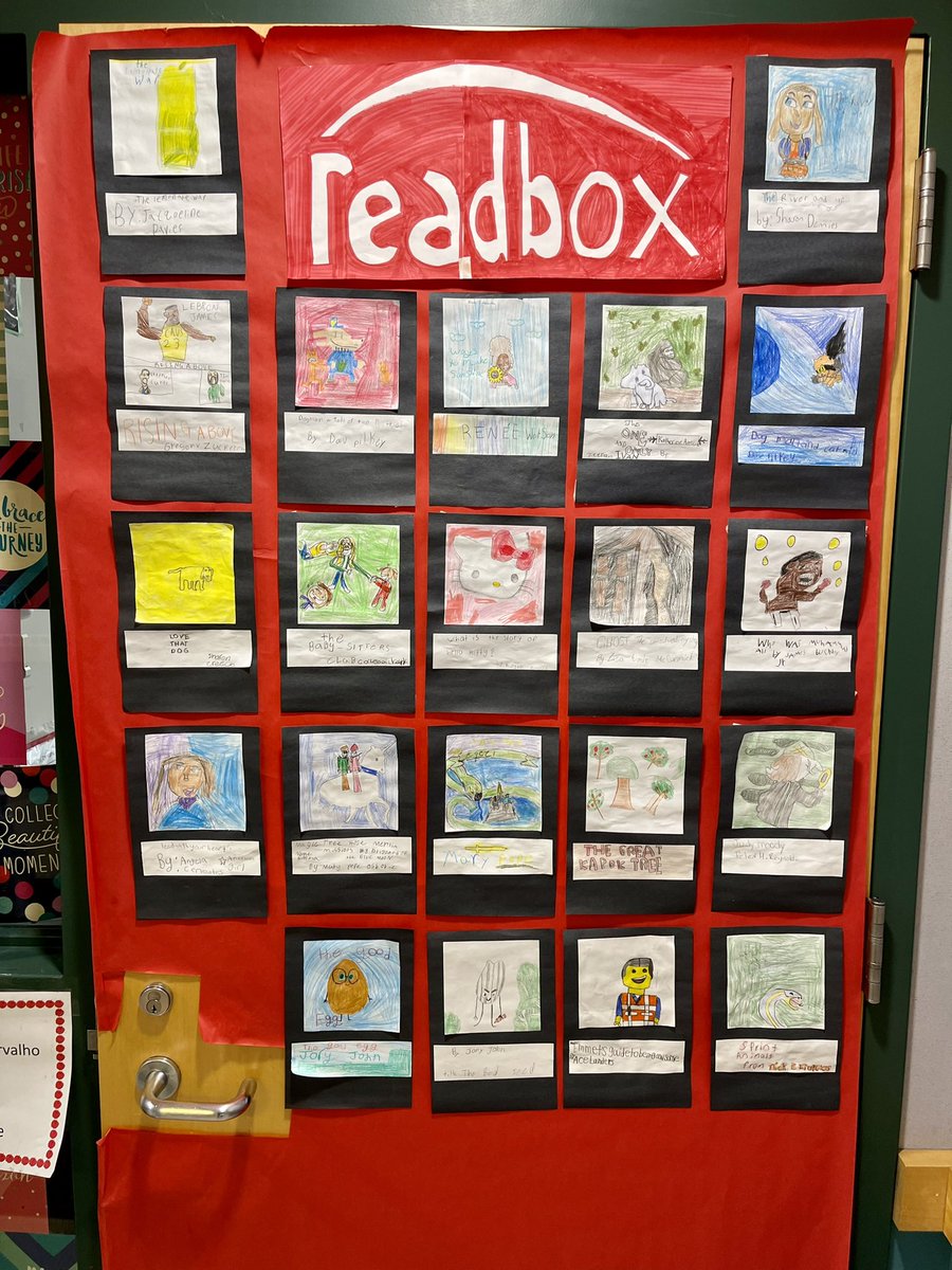 frps_Silvia's tweet photo. In order for us to understand who we are as learners we must be able to explore titles authors and genres Choice is a powerful tool for motivating learning Check out grade 4’s doors - they capture a little of how proud students are of their choices related to reading @FRPSsupt https://t.co/XDGFkM1pfZ