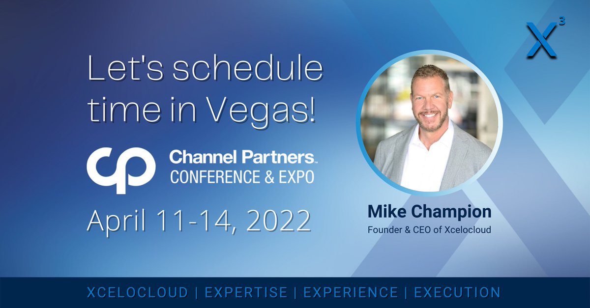 xcelocloud's tweet photo. Gearing up for #channelpartners 2022! Let's schedule some time together while in Vegas. #cpexpo 

Book time with Xcelocloud here 👉🏼 https://t.co/GjzDOBJHV8 https://t.co/iszWGuyFpA