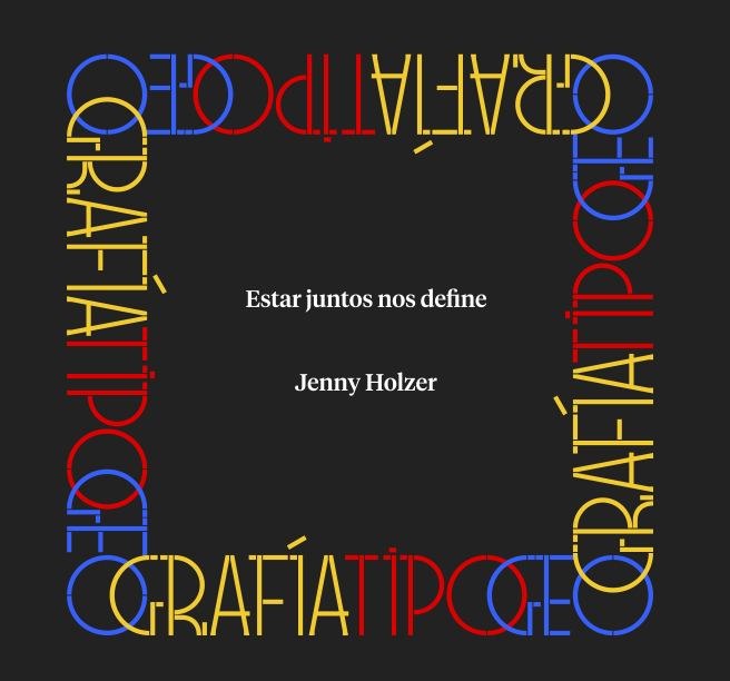 AntoniBauza's tweet image. "Estar juntos nos define. Jenny Holzer"
Imatge del treball final de màster universitari en formació de professorat de educació secundària i batxillerst, fp i idiomes: "Tipogeografia, una intervenció virtual al espai real" de Toni Bauzà
Typeface: SV CENTENARY BEBOP @typerepublic