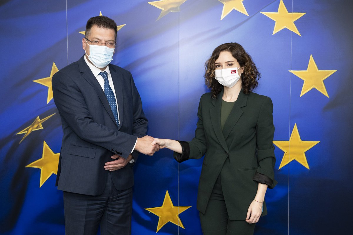 JanezLenarcic's tweet photo. I was glad to hear from @IdiazAyuso about the amazing assistance offered by @ComunidadMadrid to the refugees fleeing their homes in #Ukraine. I informed her about the rapid mobilisation of EU assistance, including from 🇪🇸, to 🇺🇦 as well as bordering countries.

#StandWithUkraine https://t.co/fzNEwqduBN