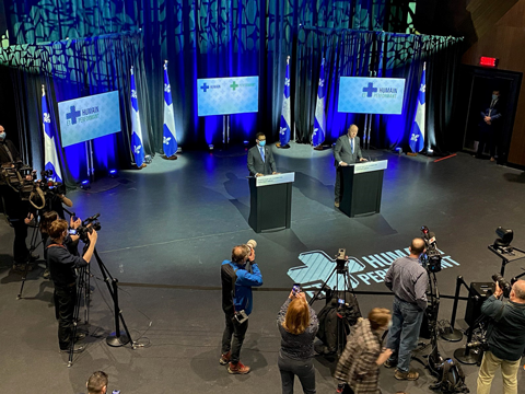 OrdrepharmaQc's tweet photo. Nous sommes présent à la conférence de presse du ministre de la Santé et des Services sociaux @cdube_sante. Restez à l'affût pour connaître notre réaction https://t.co/wJNhqsKwpt
