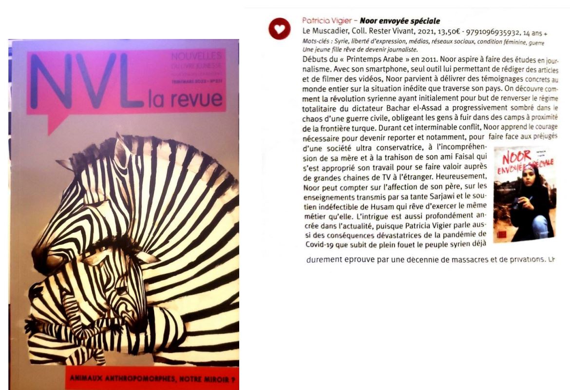 patvigier's tweet photo. Merci à la revue Nous voulons lire pour sa recension de "Noor envoyée spéciale" dans son nouveau numéro.
#Syria #litteraturejeunesse #romanado @LeMuscadier https://t.co/jGGoSBWM9j