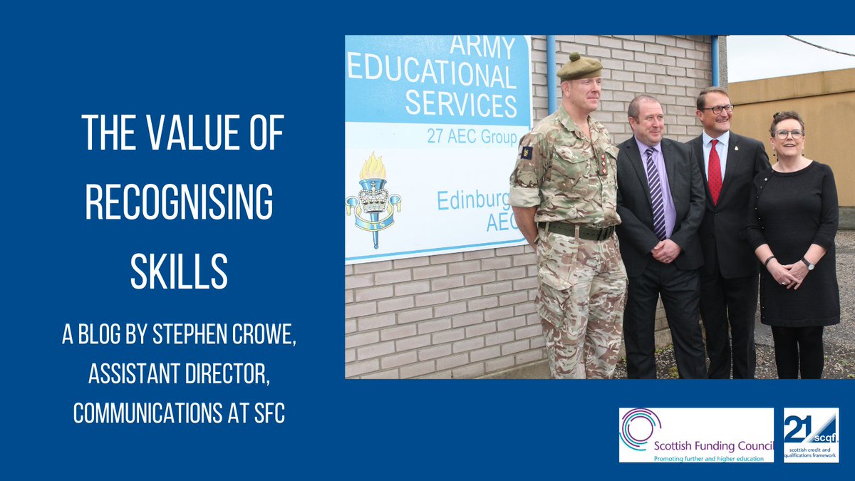 The Value of Recognising Skills.
📖 Read the blog from Stephen Crowe, Assistant Director, Communications @ScotFundCouncil 
scqf.org.uk/news-blog/post…
#RecognisingSkills #Veterans #SkillsRecognition #ArmyLife #CivilianLife #VeteransTransition