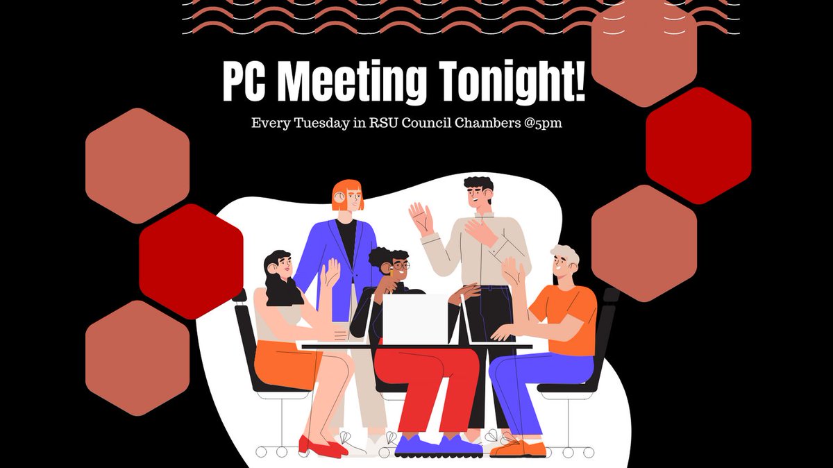 PCBSU's tweet photo. Join us TONIGHT @5pm for our weekly meeting in RSU Council Chambers! https://t.co/gbhR6RsUUI