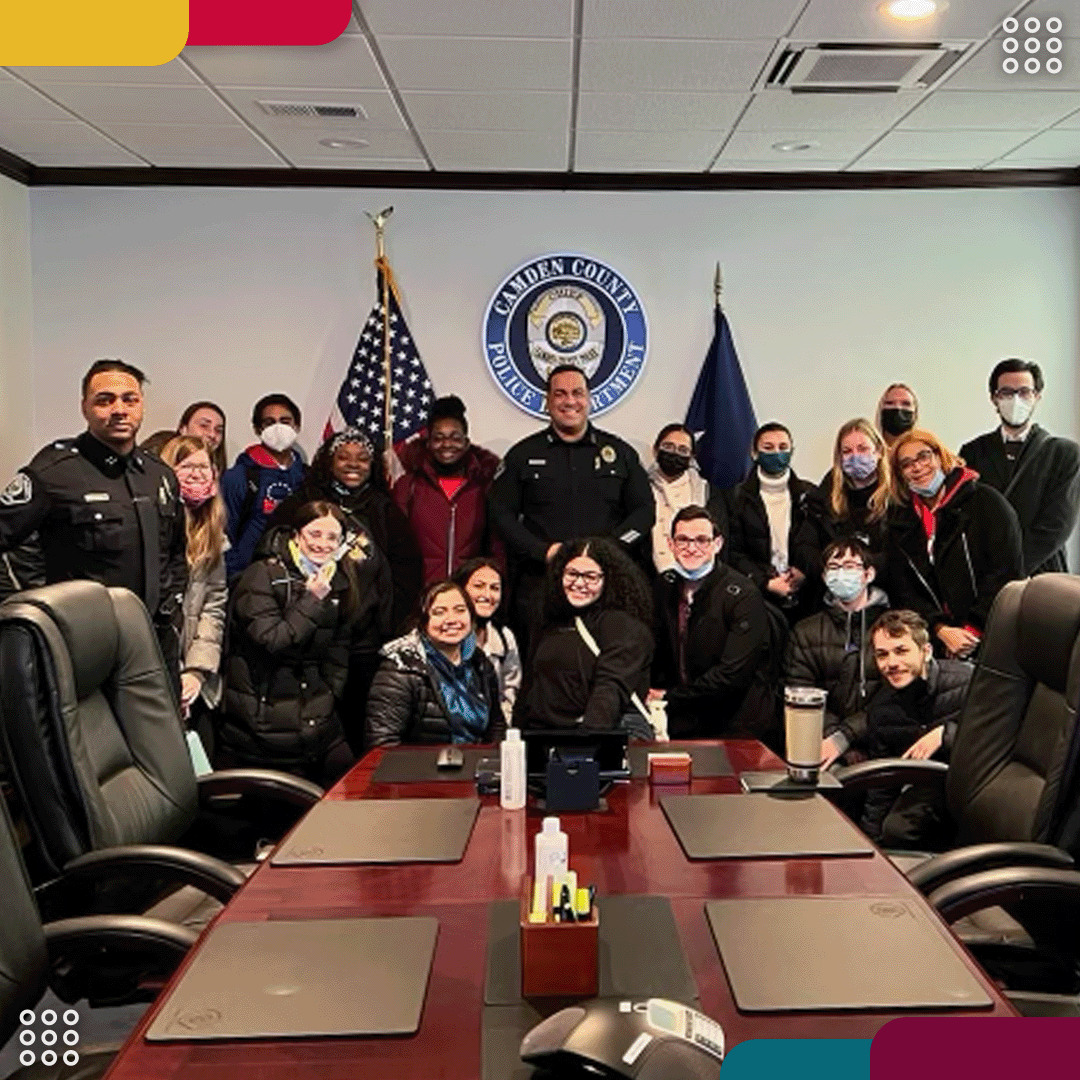 CamdenCountyPD's tweet photo. Chief Rodriguez &amp; Captain Kersey welcomed Political Science students from Rutgers University for a tour of the Police Administration Building. #UnityPolicing #CollectiveCommunity https://t.co/8W8pHCUFgb