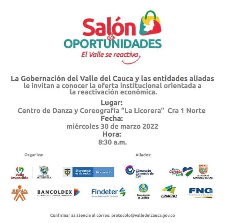 SedecV's tweet photo. ✅ ‘Salón de Oportunidades, el Valle se reactiva’, es una oportunidad única para que nuestra comunidad emprendedora se reúna y conozca la oferta interinstitucional de la @GobValle, @p3bravo. ¡Nos vemos! este 🗓️30 de mar. a las ⏰8 a.m. en el 📍Centro de Danza “La Licorera”. 🚀👇 https://t.co/nT6pCT6LWw