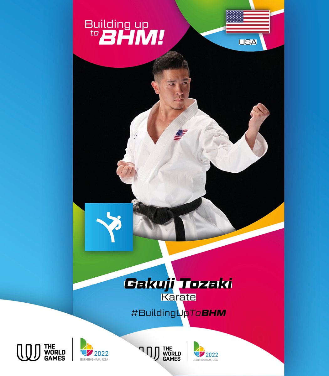 TheWorldGames's tweet photo. Gakuji Tozaki 🇺🇸 is this week's athlete Building up to Birmingham! 🤩 He has already qualified for The World Games 2022!
Do you have questions for him? Send them in the comments, and you'll get the answers later this week!
#BuildinguptoBHM #RoadtoBHM #TWG2022 #karate https://t.co/gyZyA9N7NE