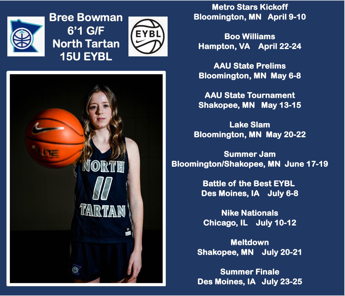 2022 Spring/Summer schedule 
<a href="/NorthTartan2025/">NorthTartan 16U EYBL</a> <a href="/NikeGirlsEYBL/">Nike Girls EYBL</a> <a href="/NorthTartan/">North Tartan</a>