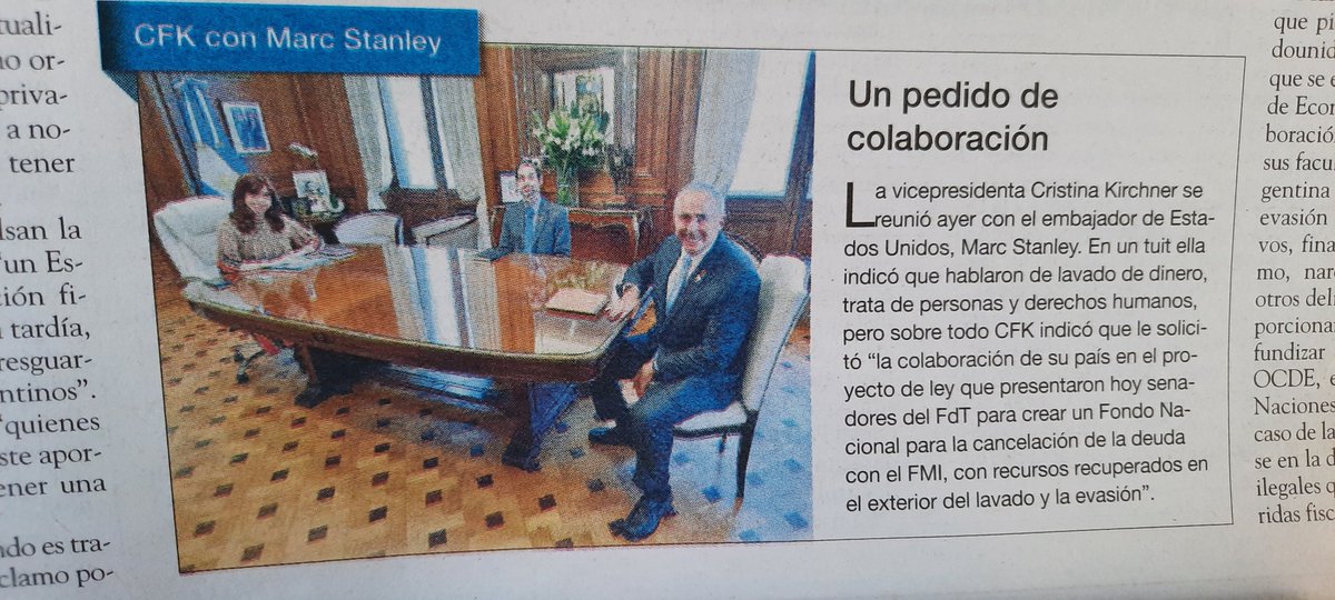 GiordanoGringo's tweet photo. ¿La vice presidenta le pide "colaboracion" al embajador yanqui? EEUU es el jefe del FMI https://t.co/NG5wxNZJJS