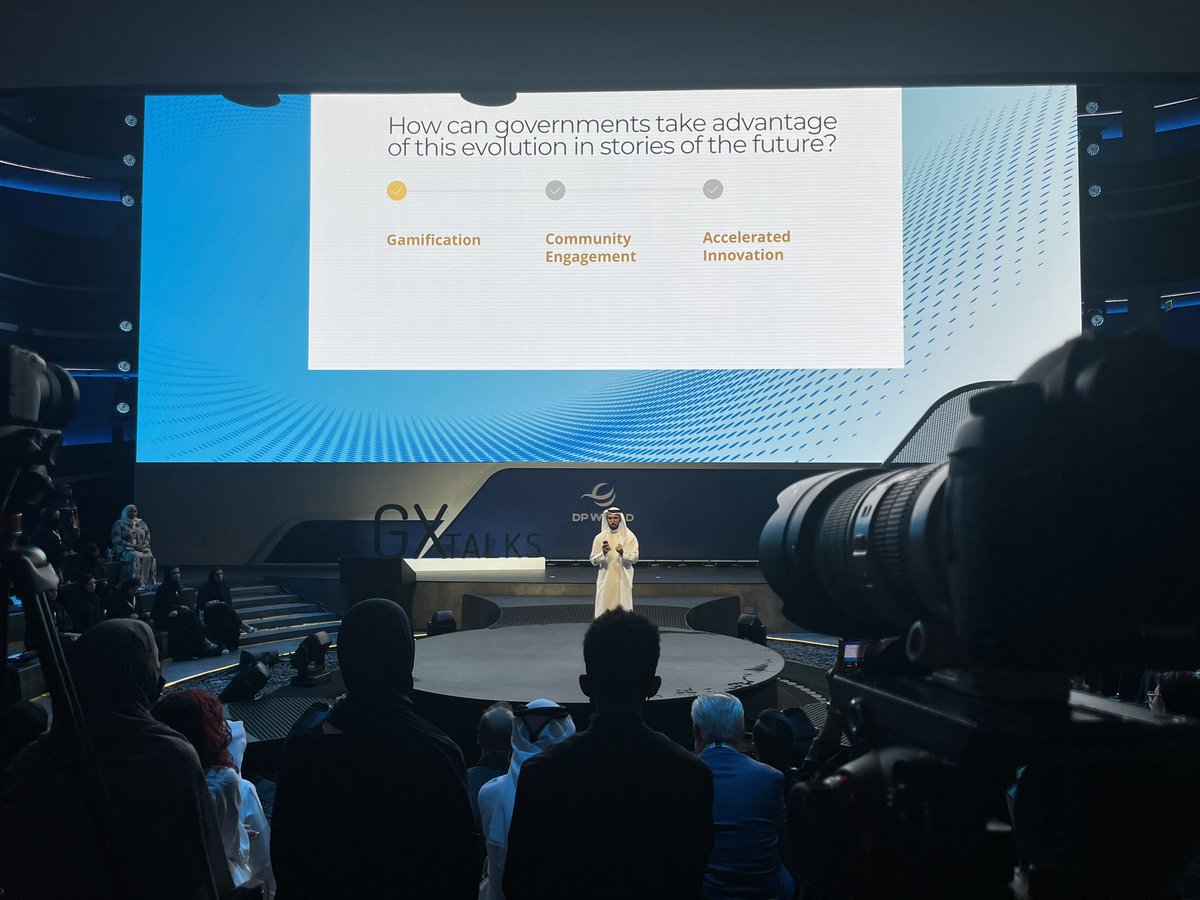 HebaAlSamt's tweet photo. #governments can take advantage of the evolution in stories by gamification, community engagement, accelerated innovation” - @RashedBinHarib #GXTalks https://t.co/qpSXIib0bj
