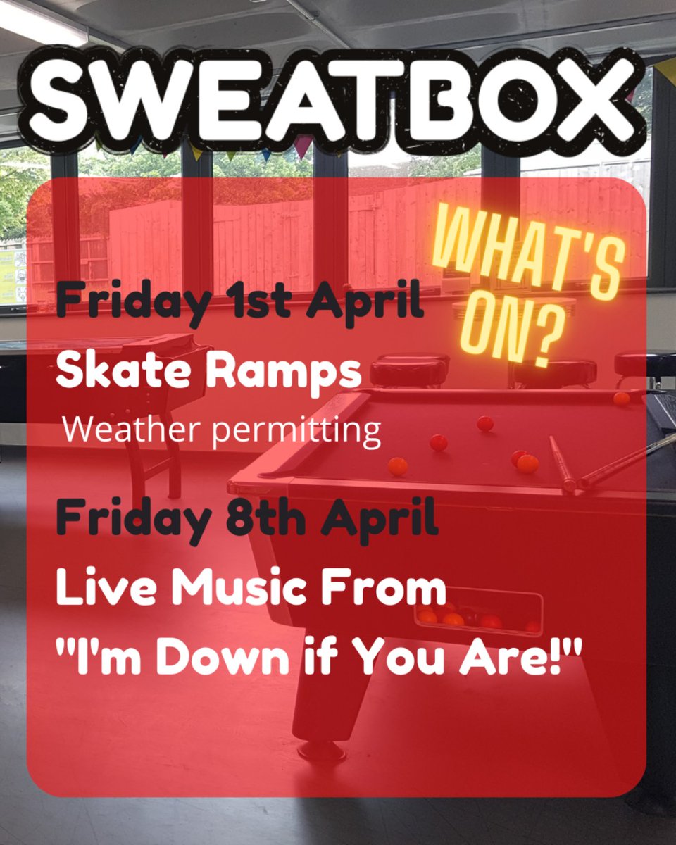 SweatboxWantage's tweet photo. Looking forward to seeing you all this Friday at the Sweatbox, don't forget we have live music next Friday! 

Doors open 7.00pm, Tickets £2.50 on the door, open to years 7 - 13, all welcome. https://t.co/UE2jxNigJa