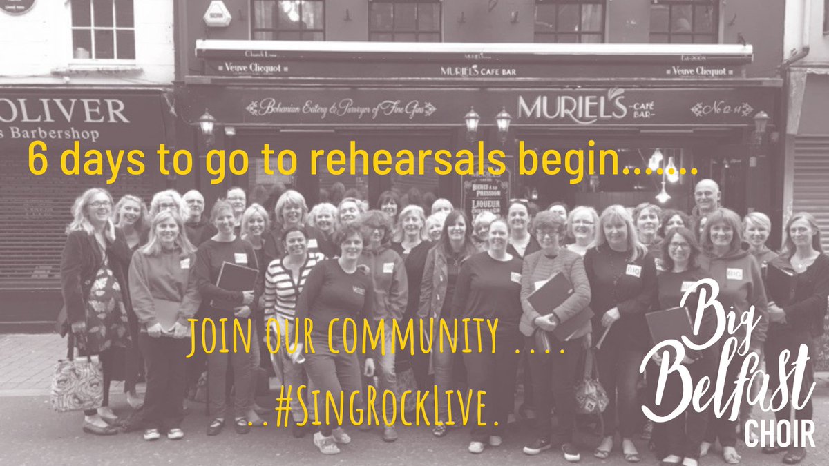 Join our community.... 6 days until rehearsals start for the Big Belfast Choir and Big Belfast Ukulele Band. More info: bigbelfastchoir.com #SingRockLive #PlayRockLive <a href="/BelfastHourNI/">#BelfastHour</a>