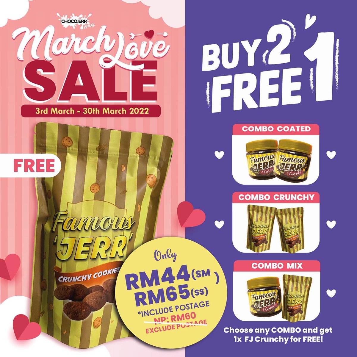 chocojerrhq's tweet photo. Last Day March ❤️ Sale! Buy 2 Free 1 and harga murah pulak tu! Imagine dari RM60 exc postage -> RM44 INCLUDING postage🔥

Soo guyss cecepat order okayy lepas ni harga dah jadi normal balik tau 😭😭😭 visit IG untuk order!
https://t.co/cb2kz0t3yr https://t.co/X1B5DB8W1K